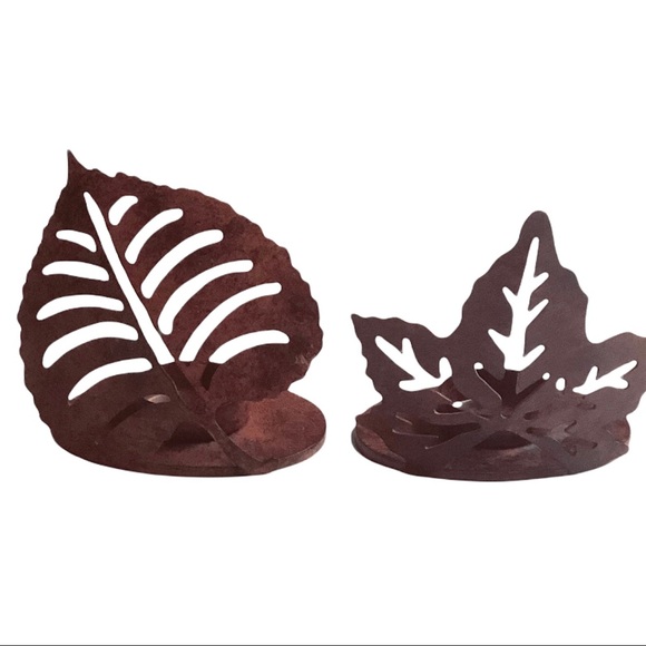 Home Accent Leaf Design Copper colored Candleholders  NWOT - Picture 2 of 4